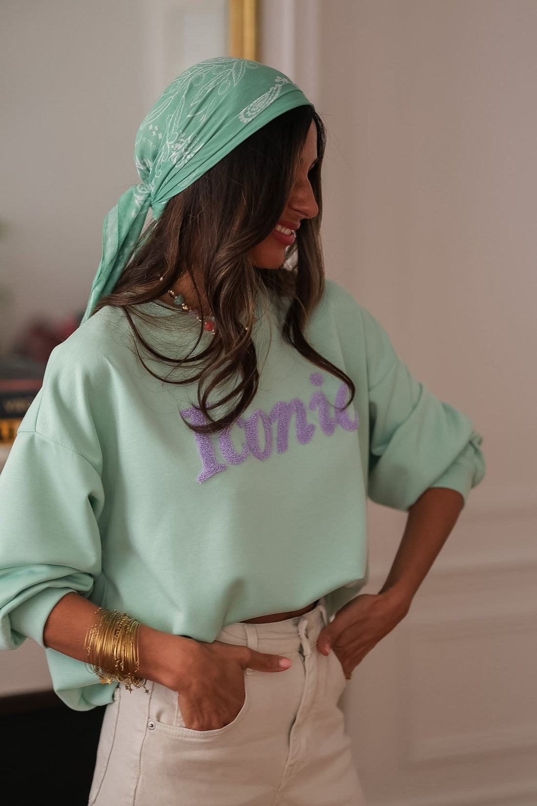 Sweat Iconic vert d'eau