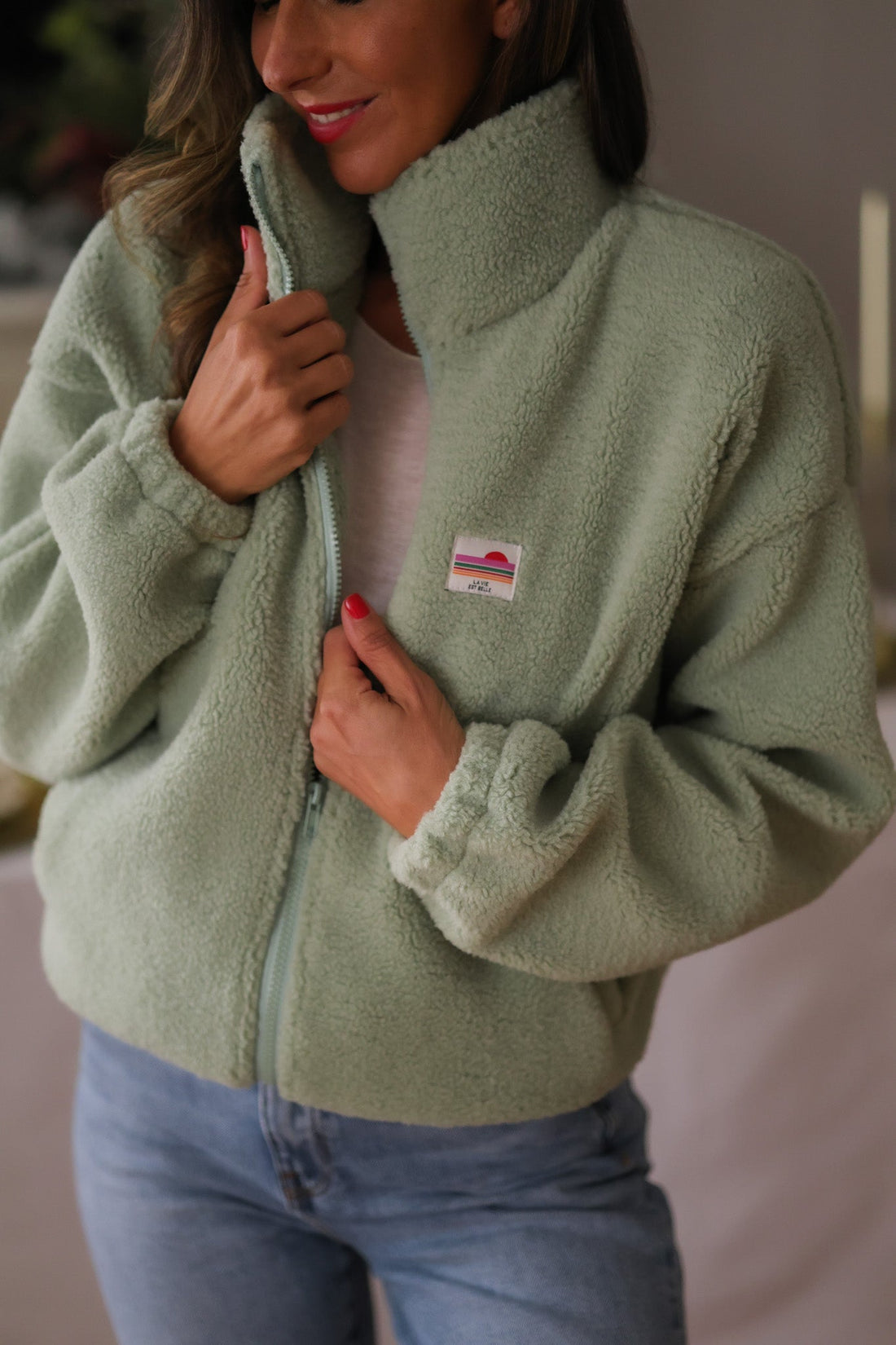 Veste polaire Johane vert d'eau