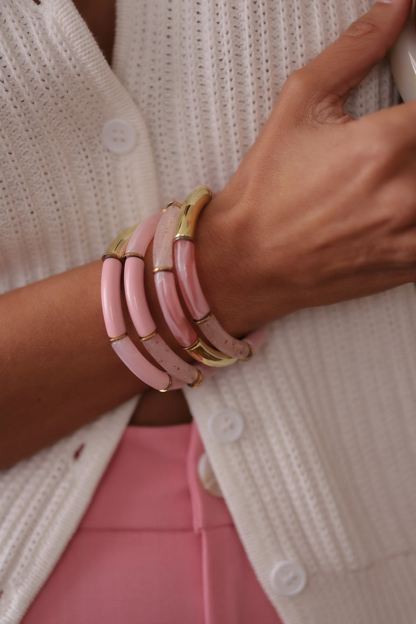 Bracelet Ambre rose pastel